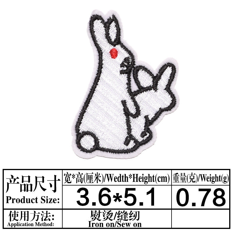 Wholesale DIY Embroidery Patch Cute Rabbit Round Badge Hat Clothes Decoration FS