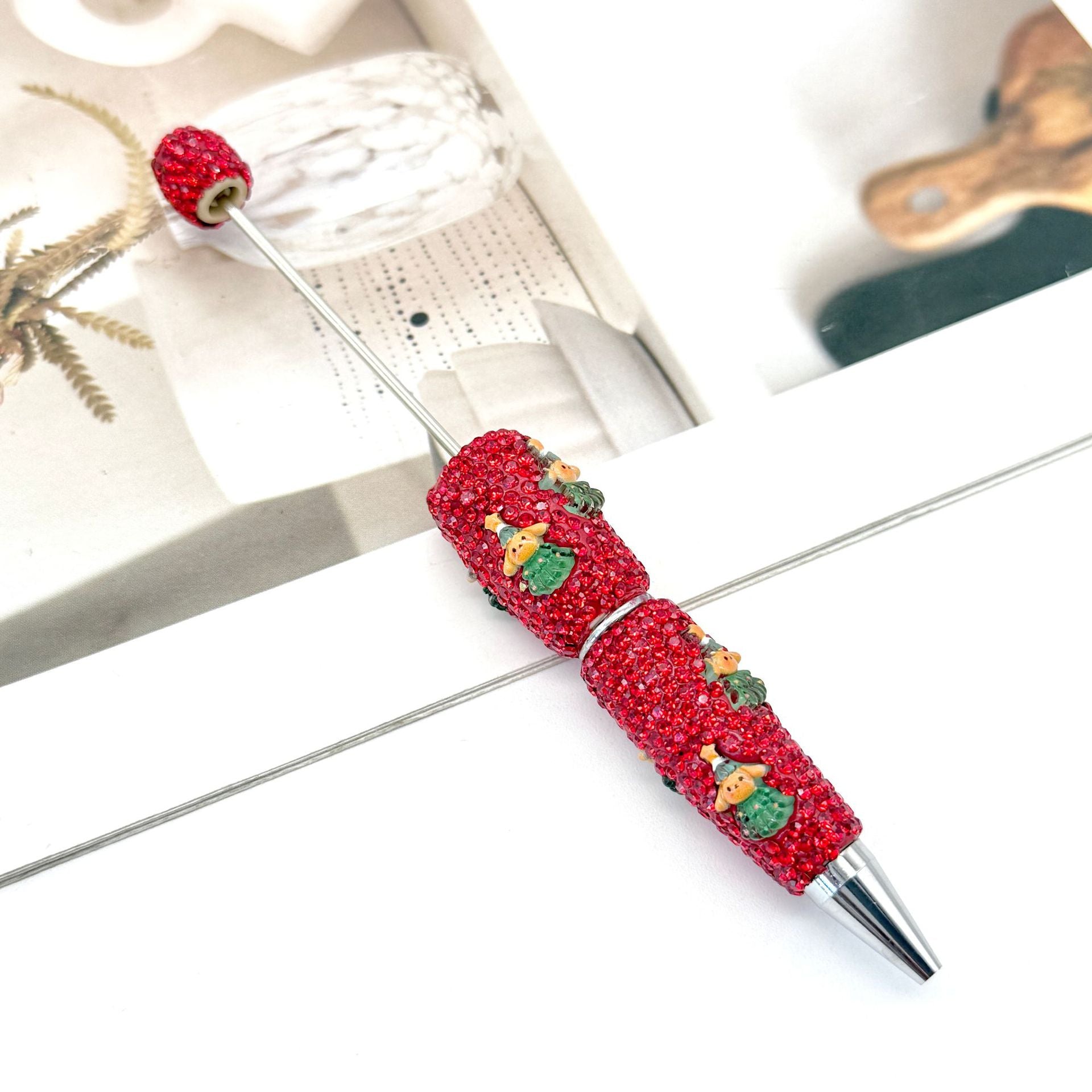 Wholesale Christmas Full Diamond Pen DIY Beadable Pen Elk Snowman