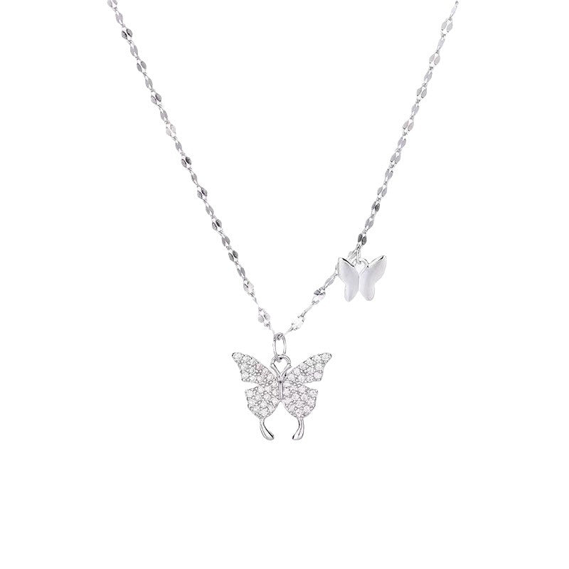 Wholesale Ins Flash Diamond Butterfly Necklace