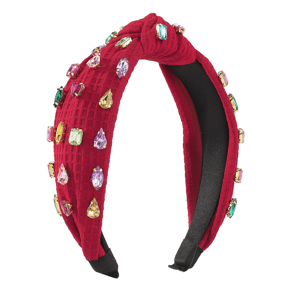 Wholesale Hair Art Full Diamond Creative Knotted Colorful Diamond Headband