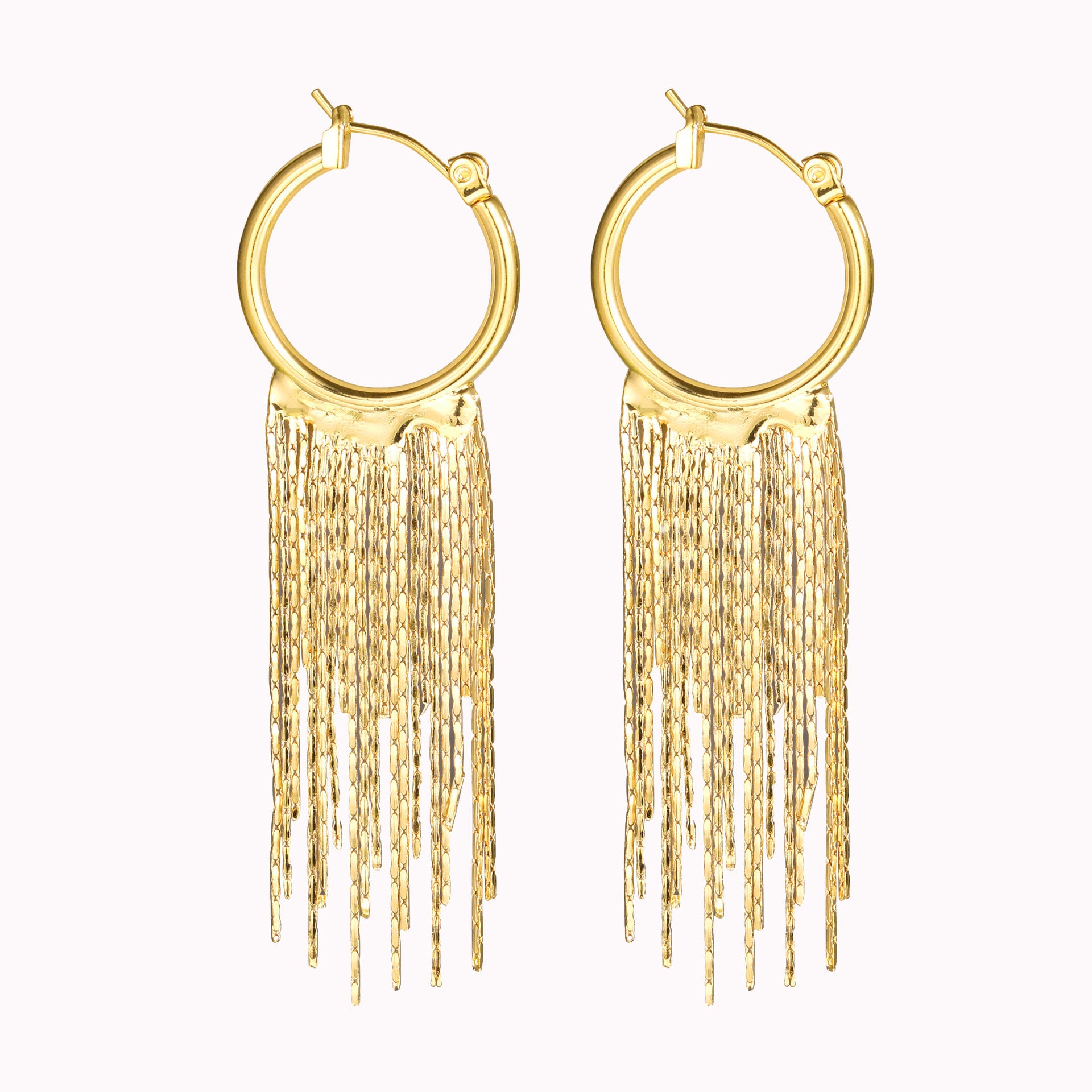 Wholesale Metal exaggerated tassel earrings retro long earrings