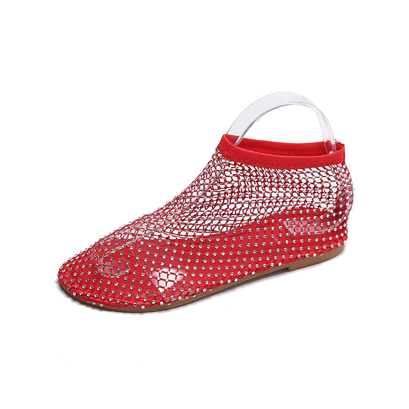 Wholesale Round Toe Sandals Hollow Diamond Ankle Boots Sandals