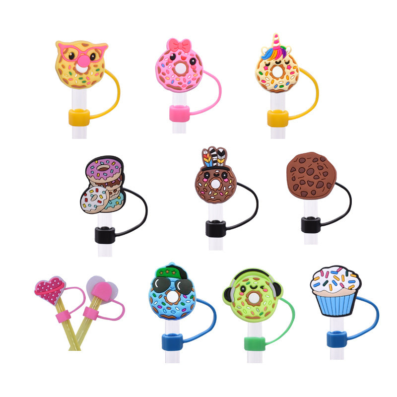Wholesale  Random 100pcs/pack   Cute food internet celebrity straw cover  Straw Tube Cap
