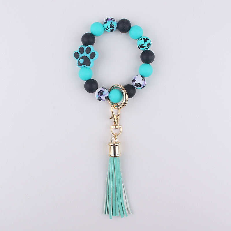 Wholesale Silicone dog paw print keychain bracelet keychain pendant