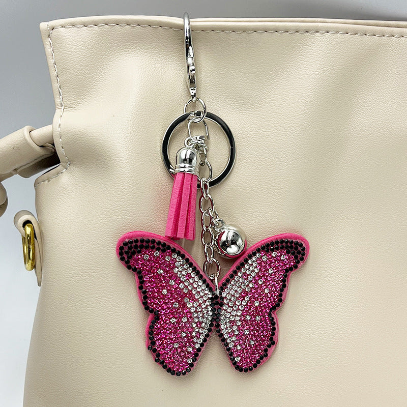 Wholesale Diamond-Studded Butterfly Keychain Fashion Tassel Bag Pendant