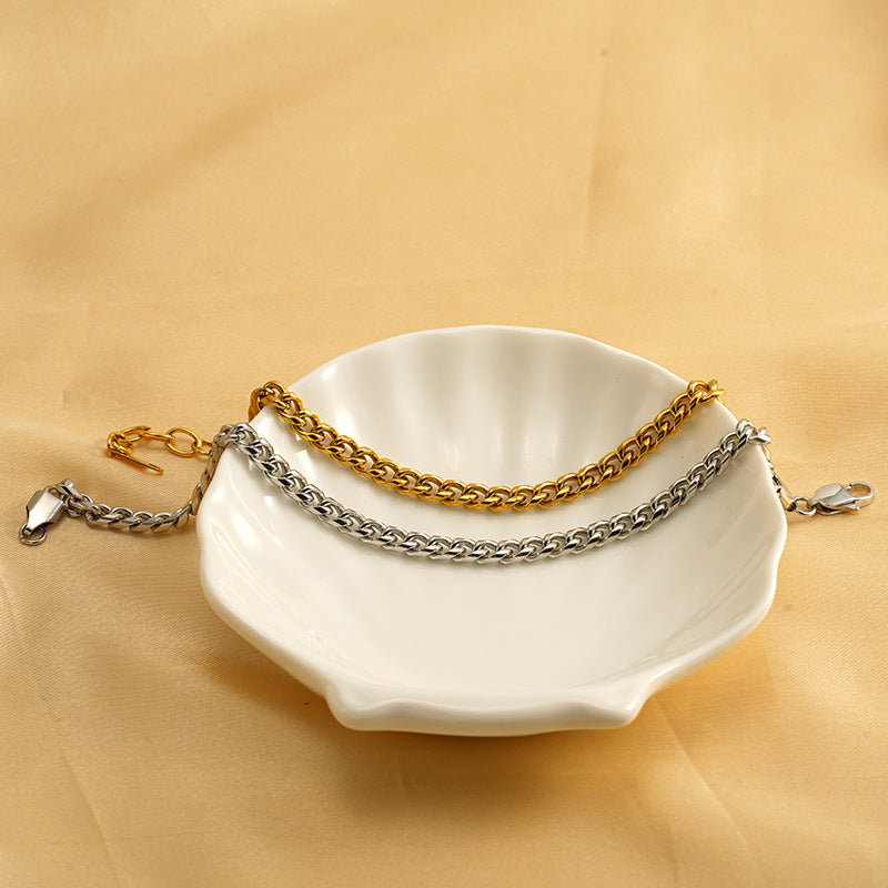 Wholesale Titanium steel interlocking rings gold and silver bracelet