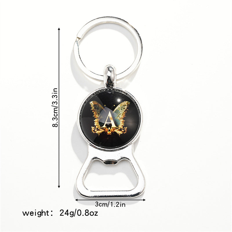 Wholesale Letter Butterfly Bottle Opener Time Gem Keychain