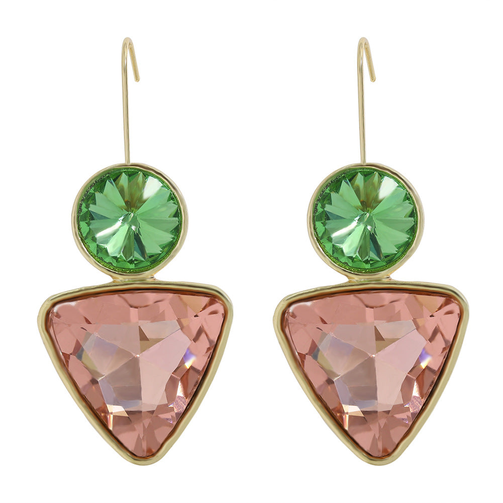 Wholesale Irregular Geometric Alloy Colorful Gemstone Sparkling Earrings