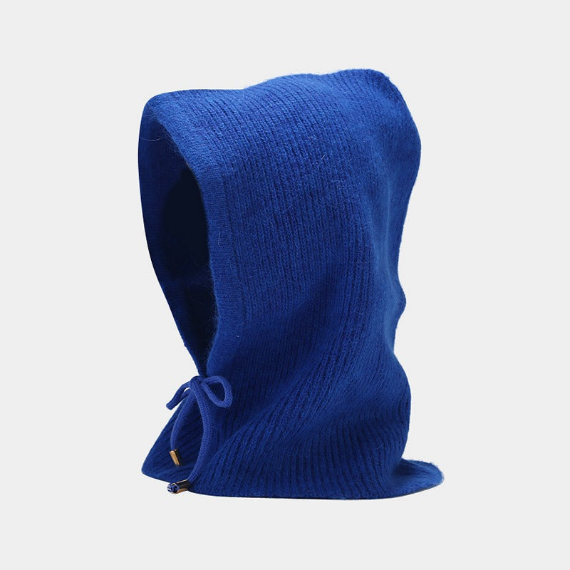 Wholesale 2023 Winter Rabbit Fur Warm Neck Protector Hooded Integrated Knitted Hat Woolen Hat