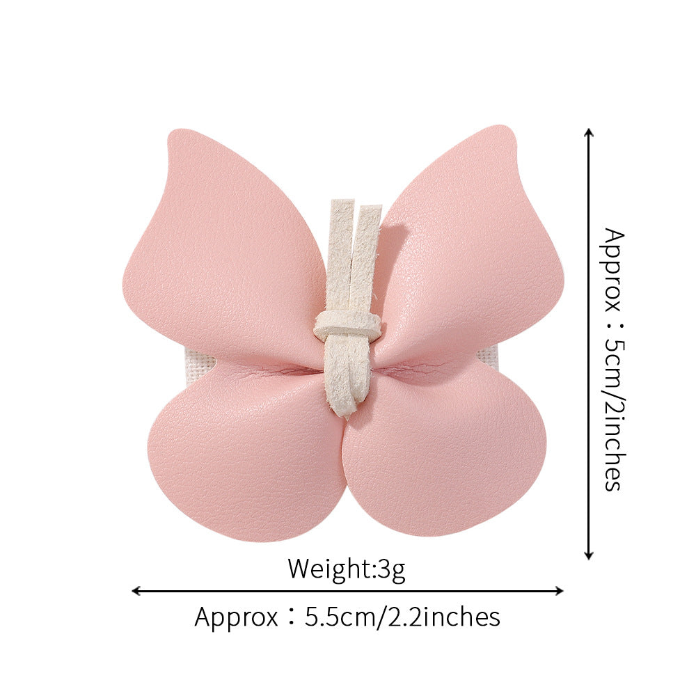 Wholesale One Pair of Children's PU Leather Butterfly Hair Clips