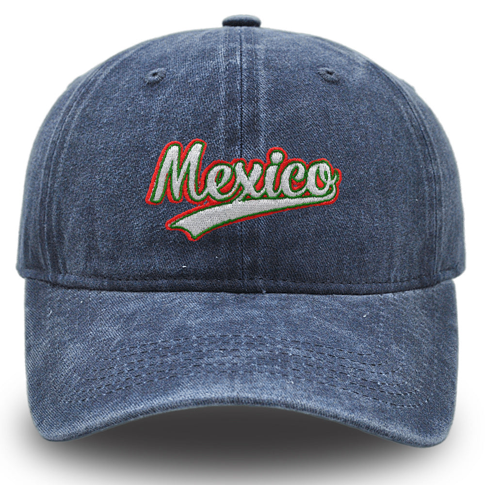 Wholesale Embroidered Mexico Washed Casual Sun Visor Baseball Cap