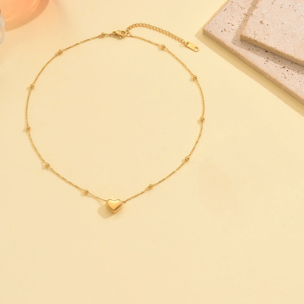 Wholesale Stainless steel gold heart shaped necklace and bracelet