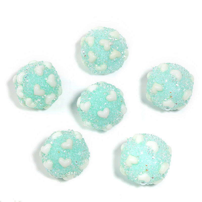 Wholesale 20pcs  Sparkling rhinestone sugar heart full of rhinestone Acrylic Beads