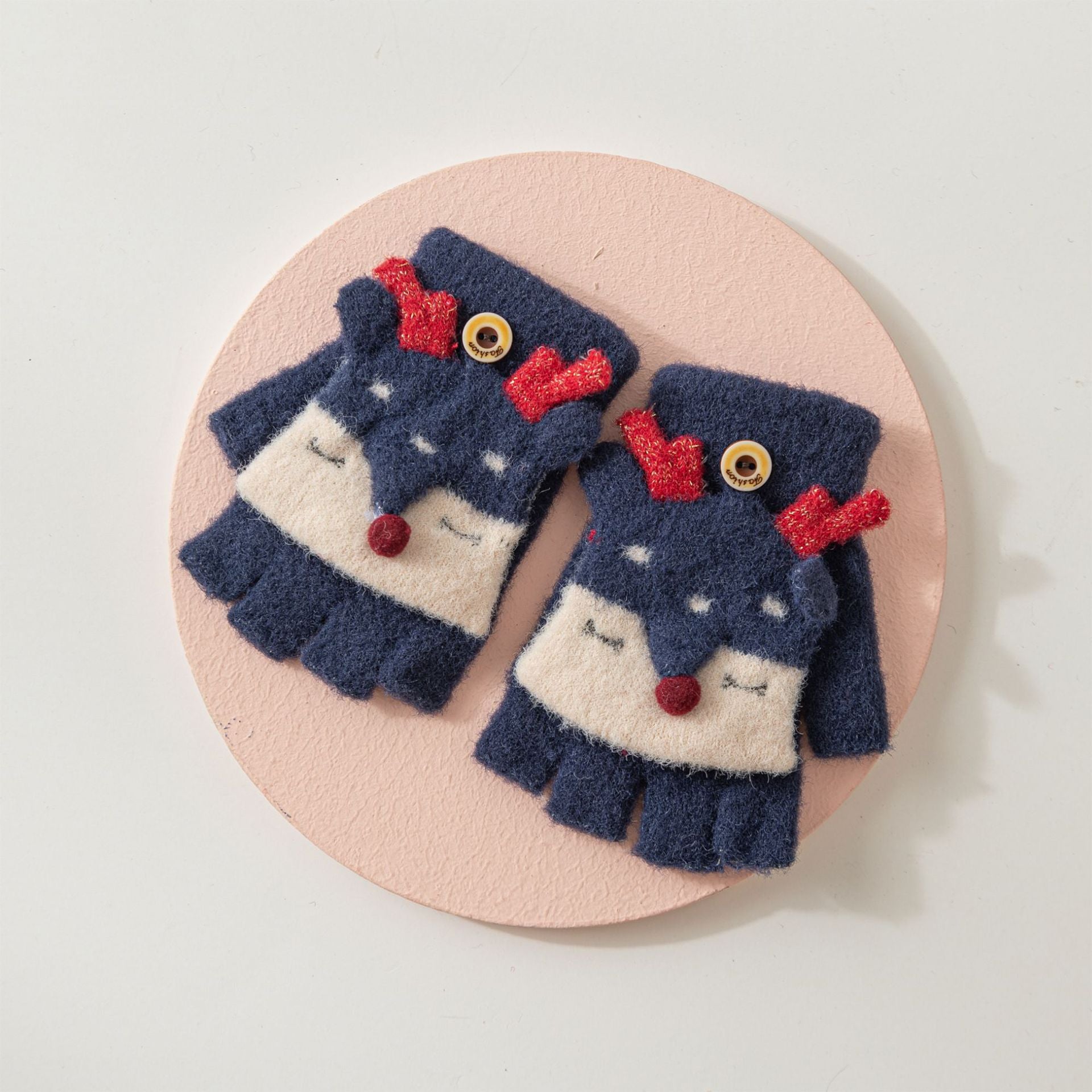 Wholesale Children's Winter Half Finger Covers, Thickened Flip Knitted Wool Gloves