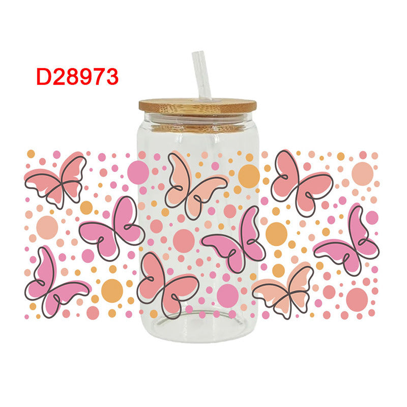 Wholesale Colorful Cartoon Butterfly 16oz Cup UV DTF Wraps