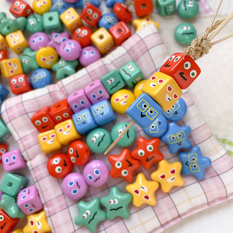 Wholesale 10pcs of auxiliary material printed square Acrylic Beads OLY Exclusive