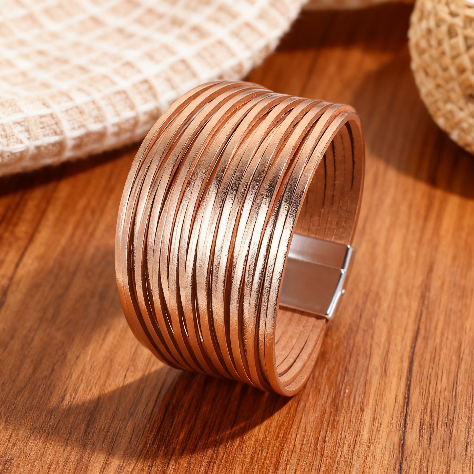 Wholesale Color-blocked embossed  Layered Bracelet Set