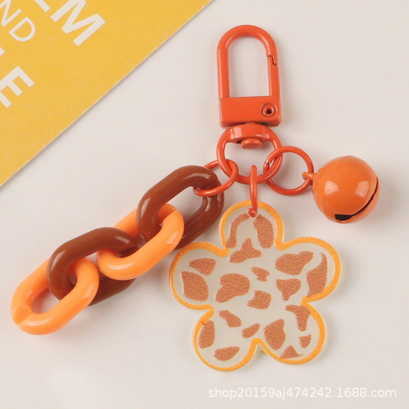 Wholesale Cow Pattern Candy Color Bell Acrylic Keychain