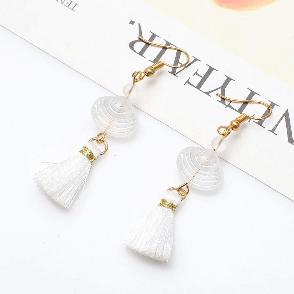 Wholesale Vintage Glass Shell Fashion Long Tassel Earrings