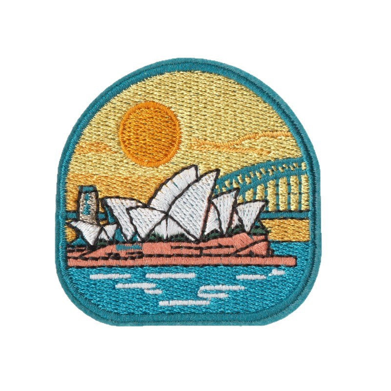 Wholesale Embroidered Travel Patch Set 9 Iron On World Landmark Badges For Clothing Towels And DIY Decor