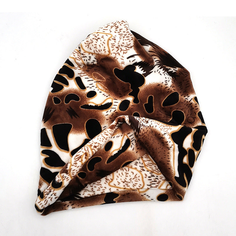 Wholesale Winter Leopard Print Hat Neck Cover Short Plush Double Layer Neck Scarf Hood