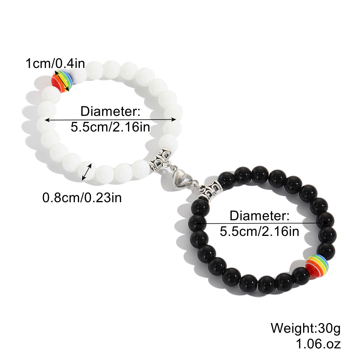 Wholesale Friendship Rainbow Heart Magnetic Bracelet