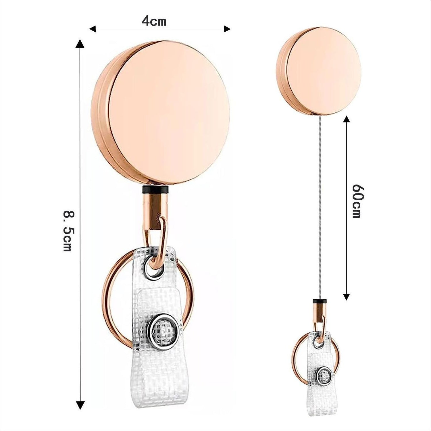 Wholesale 4cm Iron Electroplated Metal Wire Rope Badge Scroll Telescopic Keychain