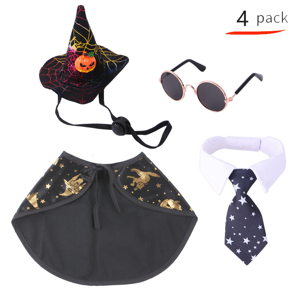 Wholesale 2PCS Halloween Set Cat Funny Hat Triangle Polyester Cloak