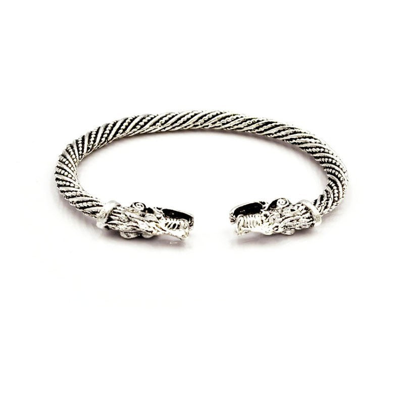 Wholesale Retro Men's Wolf Head Opening Bracelet