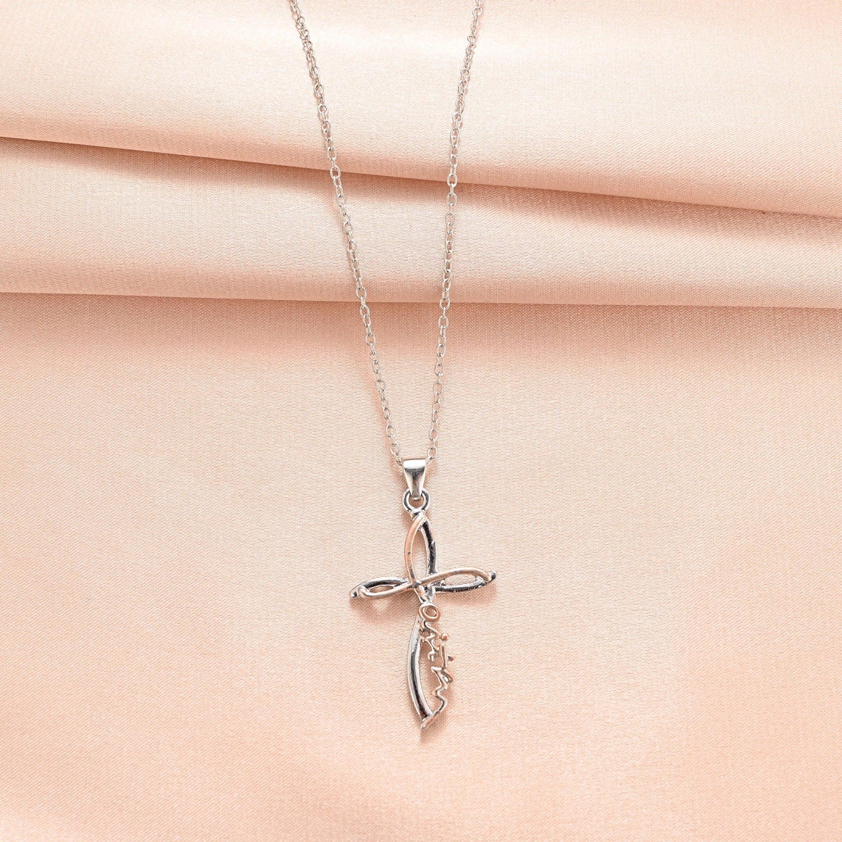 Wholesale design Diamond-embedded niche Hollow Cross necklace