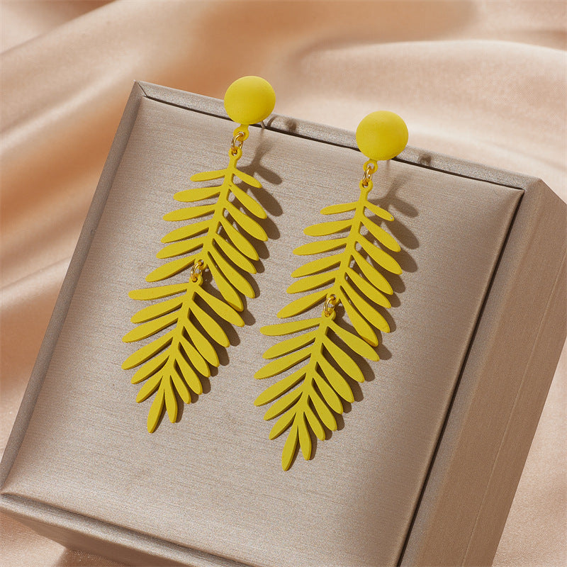 Wholesale Seven Color Leaves 925 Silver Needle Earrings