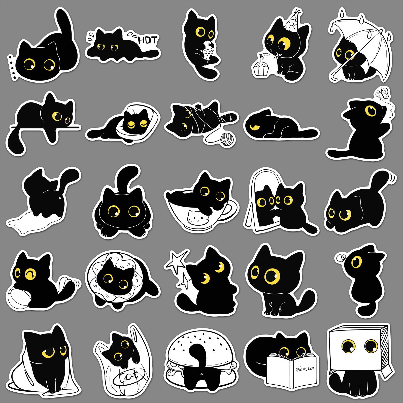 Wholesale 50 Cute Black Cat Stickers