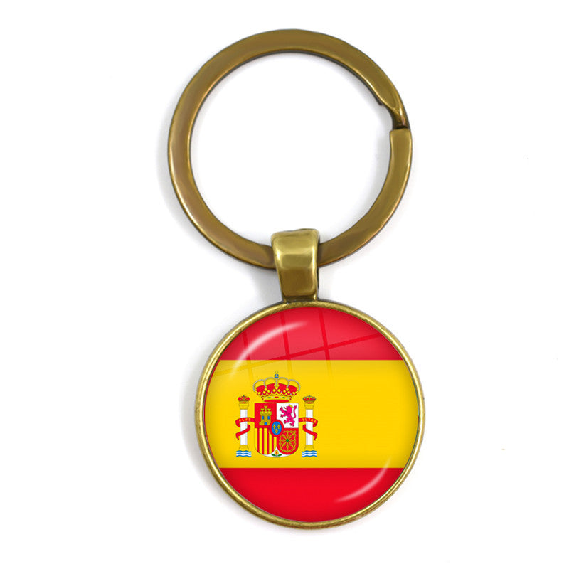 Wholesale Zinc Alloy National Flag Time Gem Keychain