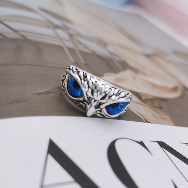 Wholesale Evil Eye Owl Retro Exaggerated Open Adjustable Ring