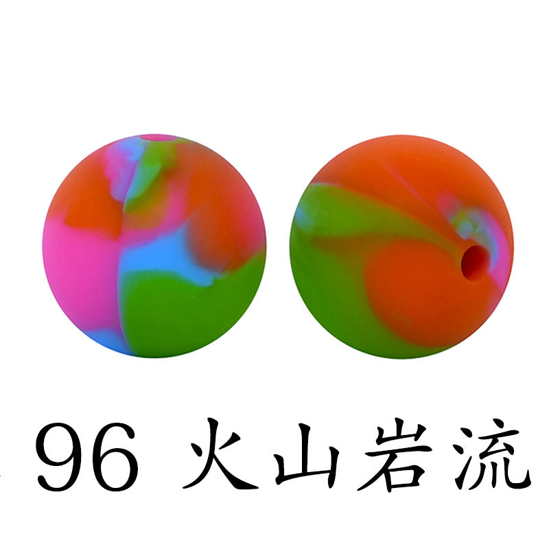 Wholesale 50pcs 16mm Print Silicone Beads Colorful Silicone Water Transfer Beads