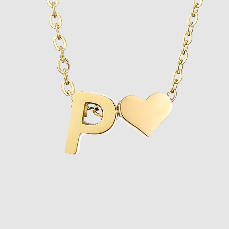 Wholesale Heart Letter Pendant Gold Plated Necklaces