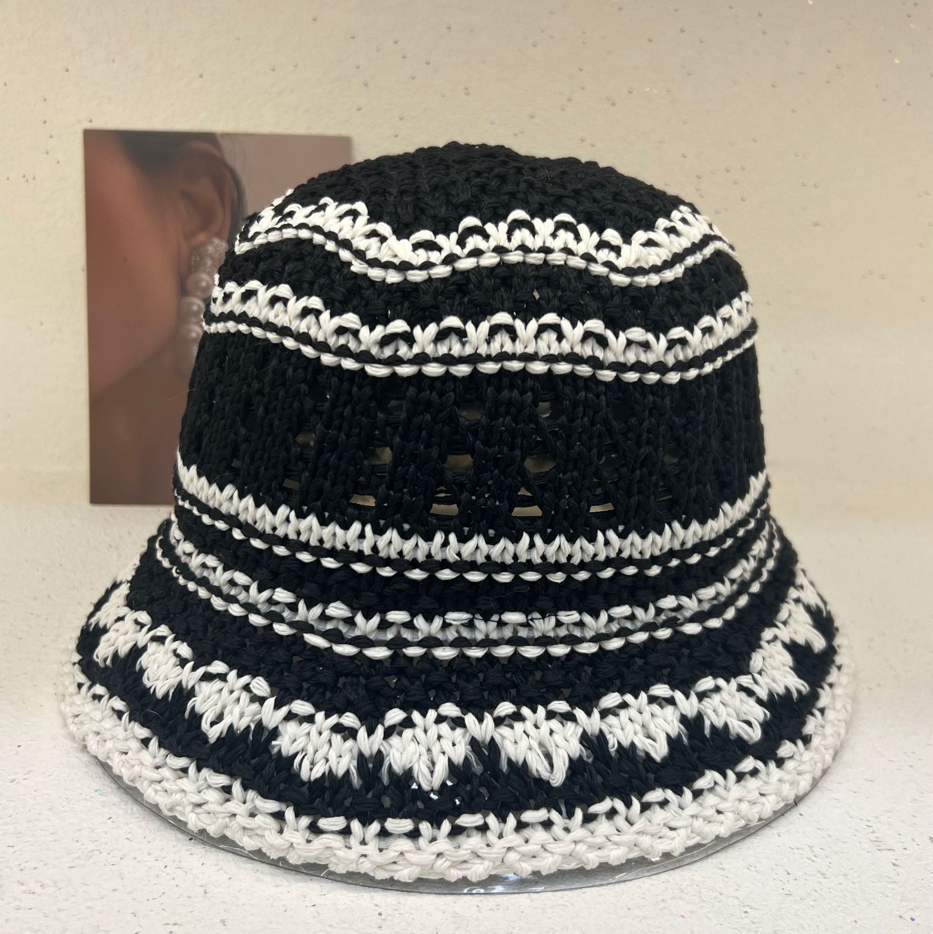 Wholesale Hyuna Style Colorful Stripes Handwoven Vacation Beach Sun Hat