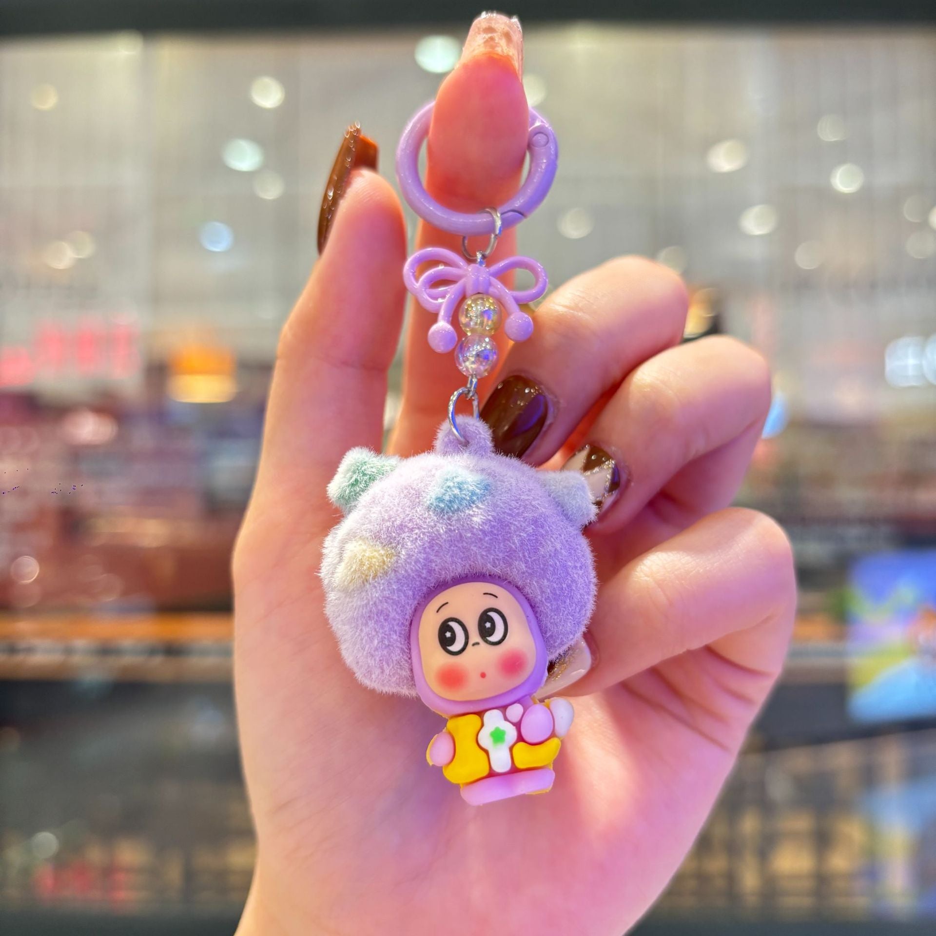 Wholesale Plush Explosion Head Cute Cartoon Pvc Soft Glue Keychain