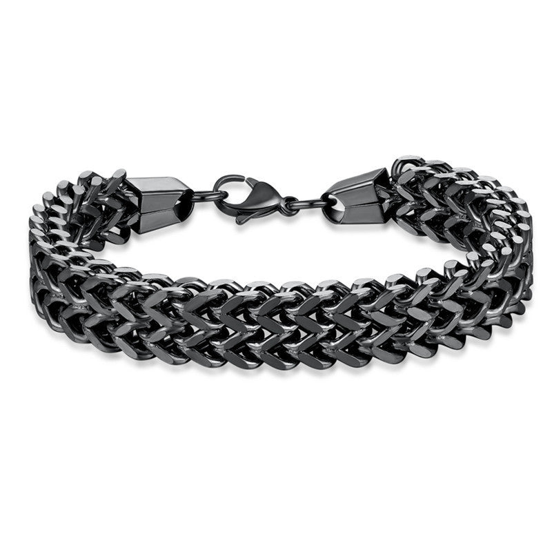 Wholesale Stainless steel hip-hop double row positive and negative chain braided bracelet