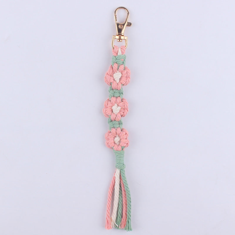 Wholesale Cotton Rope Handwoven Flower Keychain