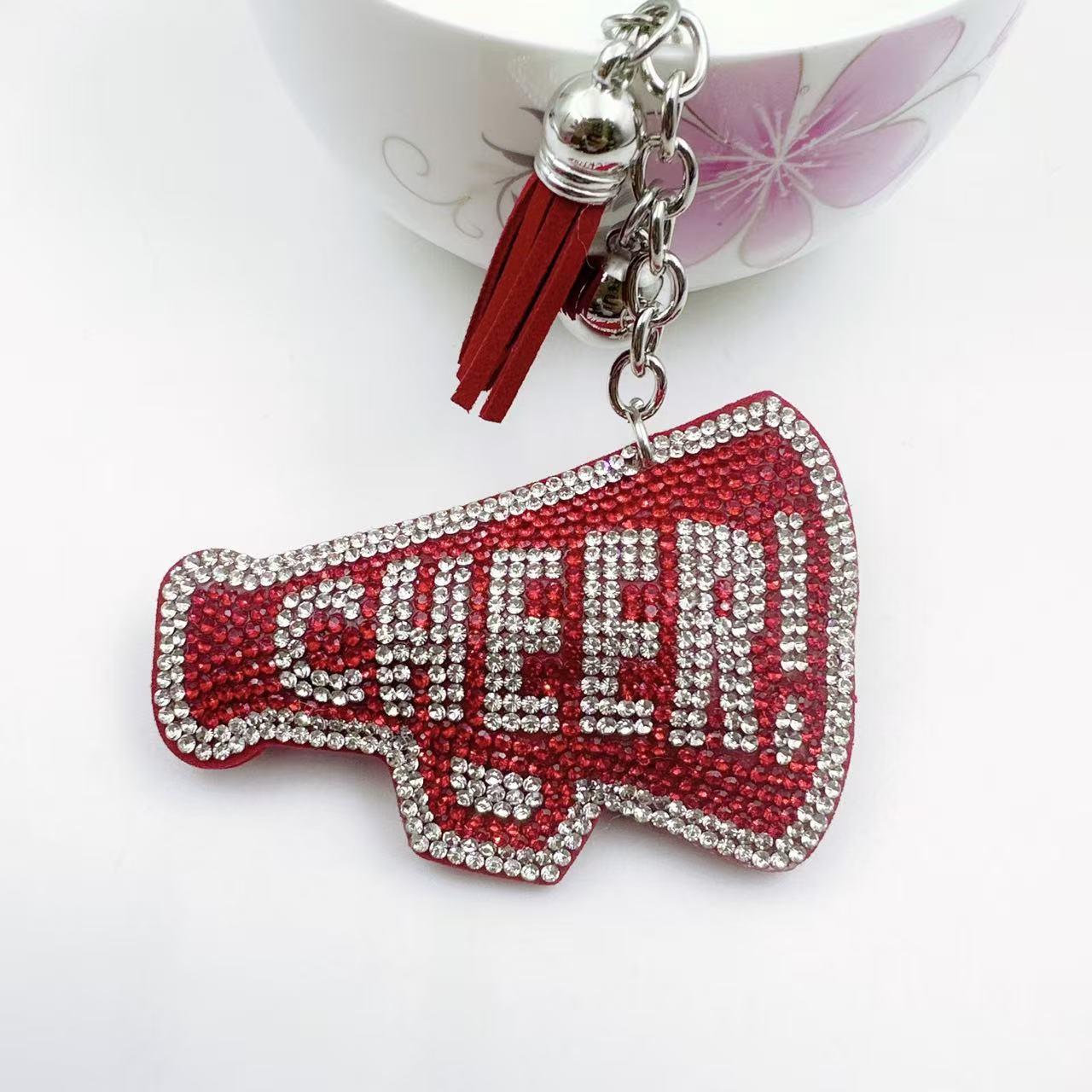 Wholesale  Velvet Hot Diamond Letter Cheer Keychain