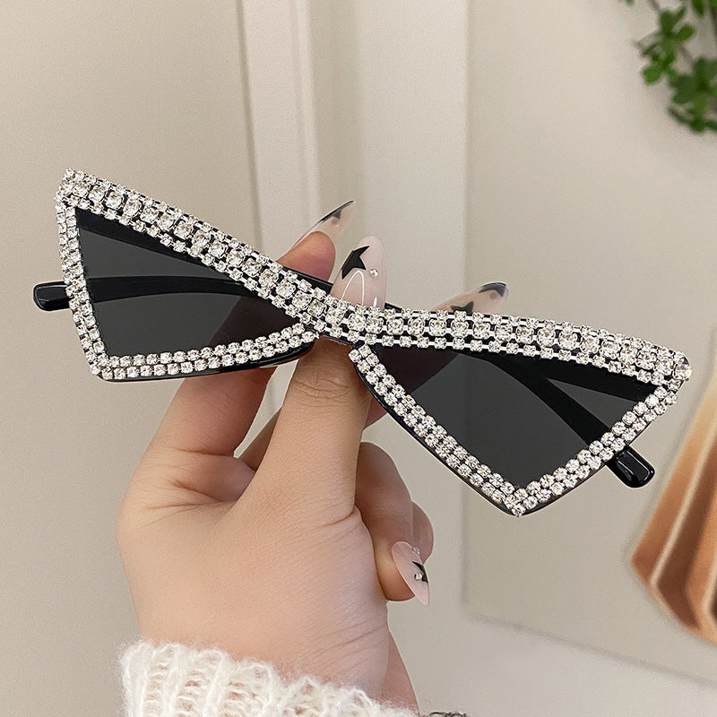Wholesale Full Diamond Bow Colored Small Frame Birthday Letter Sunglasses