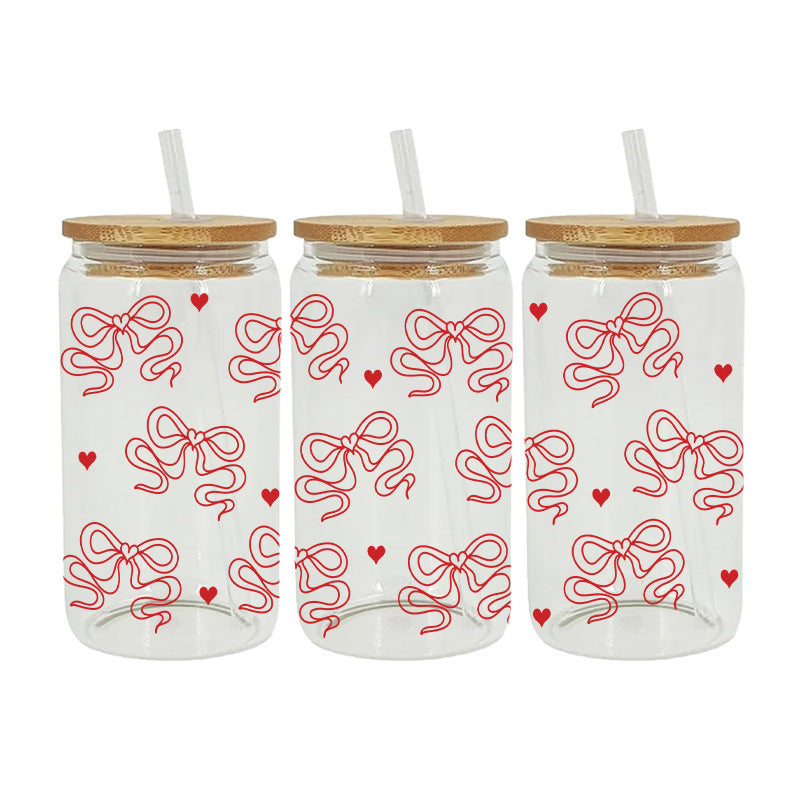 Wholesale Pink Cartoon Bow 16oz Cup UV DTF Wraps
