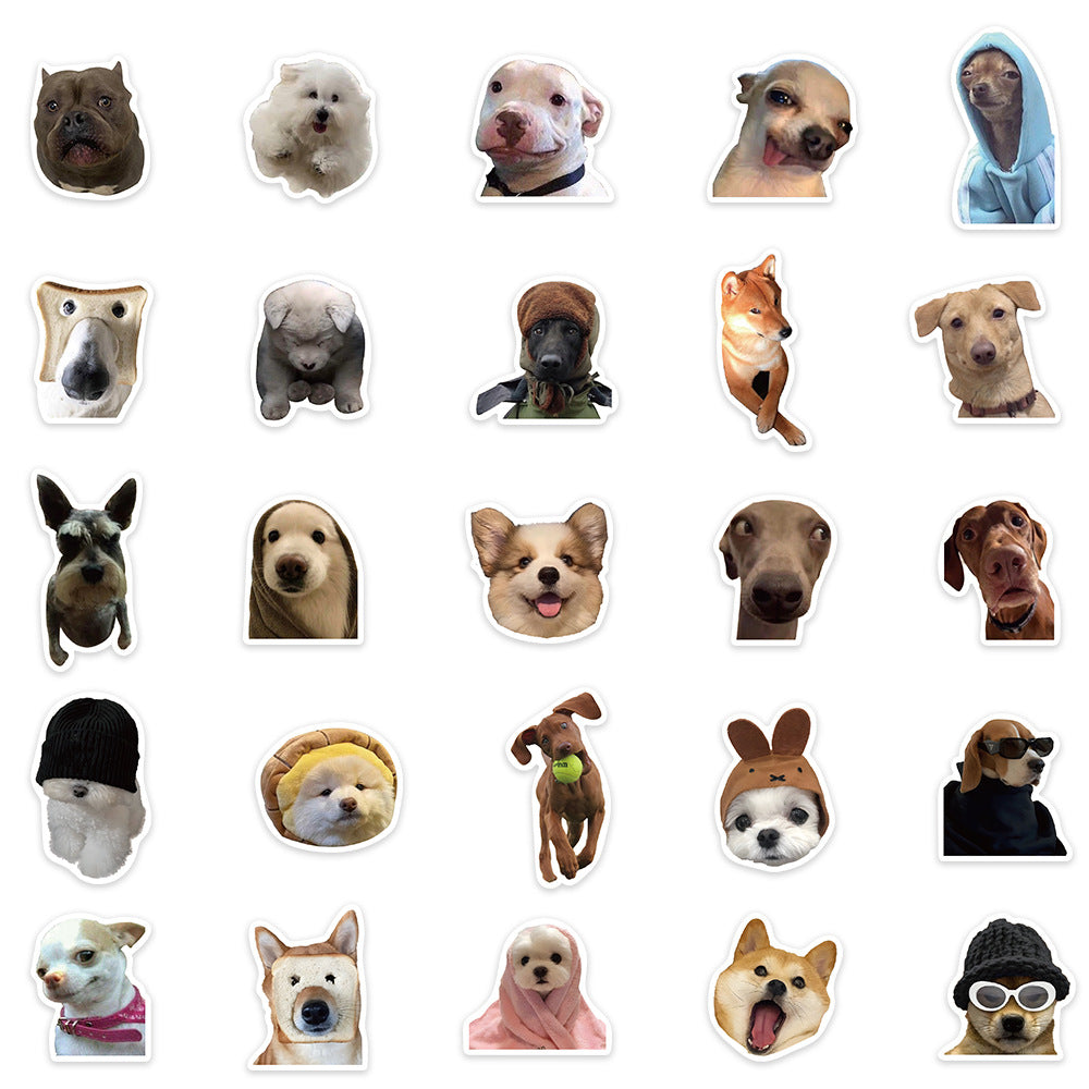 Wholesale 50pcs cute cartoon dog expression Waterproof Vinyl Stickers