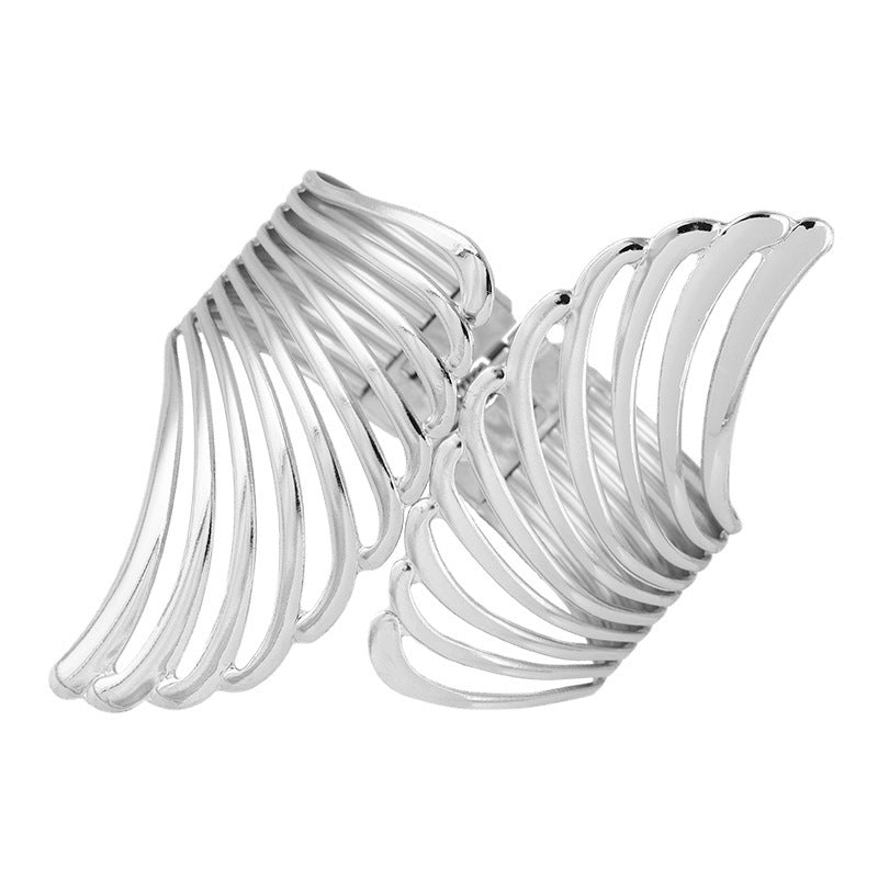 Wholesale Fashion Wings Metal Feather Exaggerated Bracelet