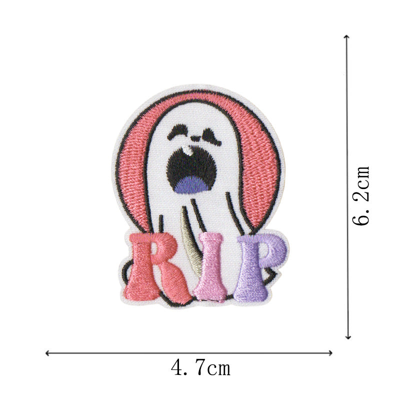 Wholesale new small ghost magic embroidery stickers cartoon cloth stickers handbook mobile phone Halloween decoration stickers DIY embroidery