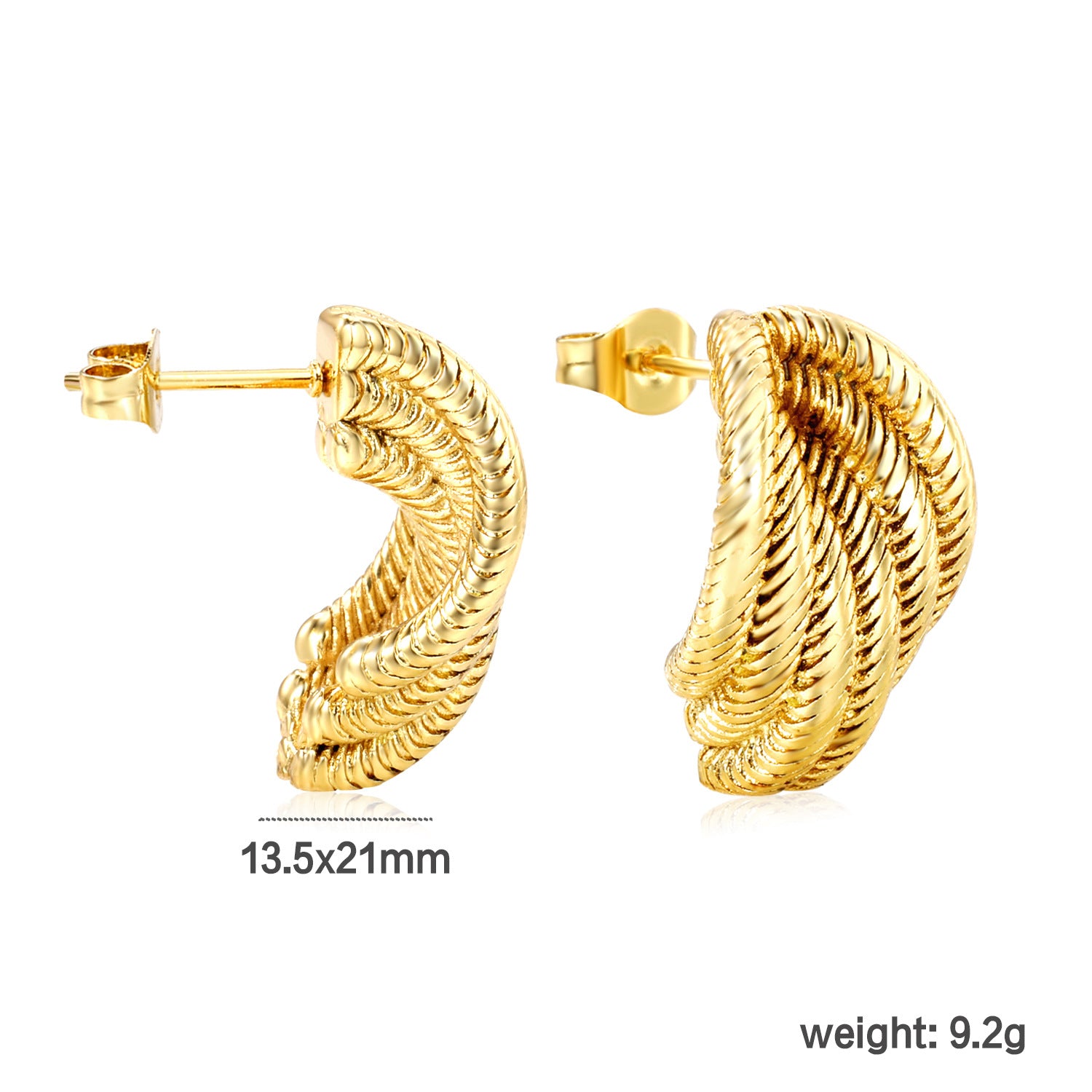 Wholesale 18k Gold-Plated Stainless Steel Stud Earrings,  Snake-Shaped Cartilage Studs