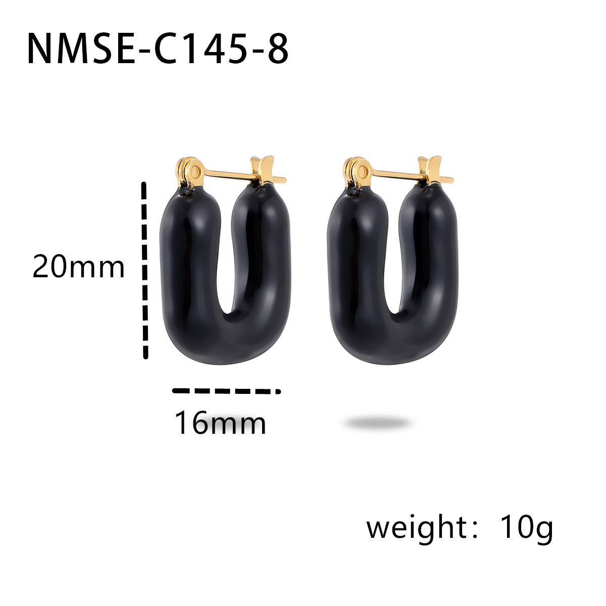Wholesale Black heart-shaped Stainless Steel Earrings