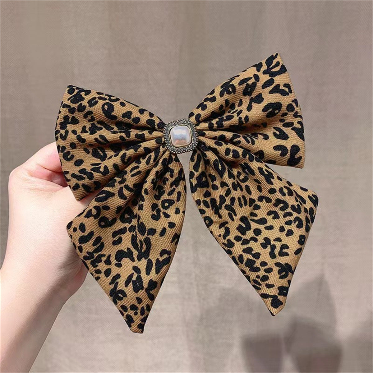 Wholesale leopard print fabric bow bohemian hairpin