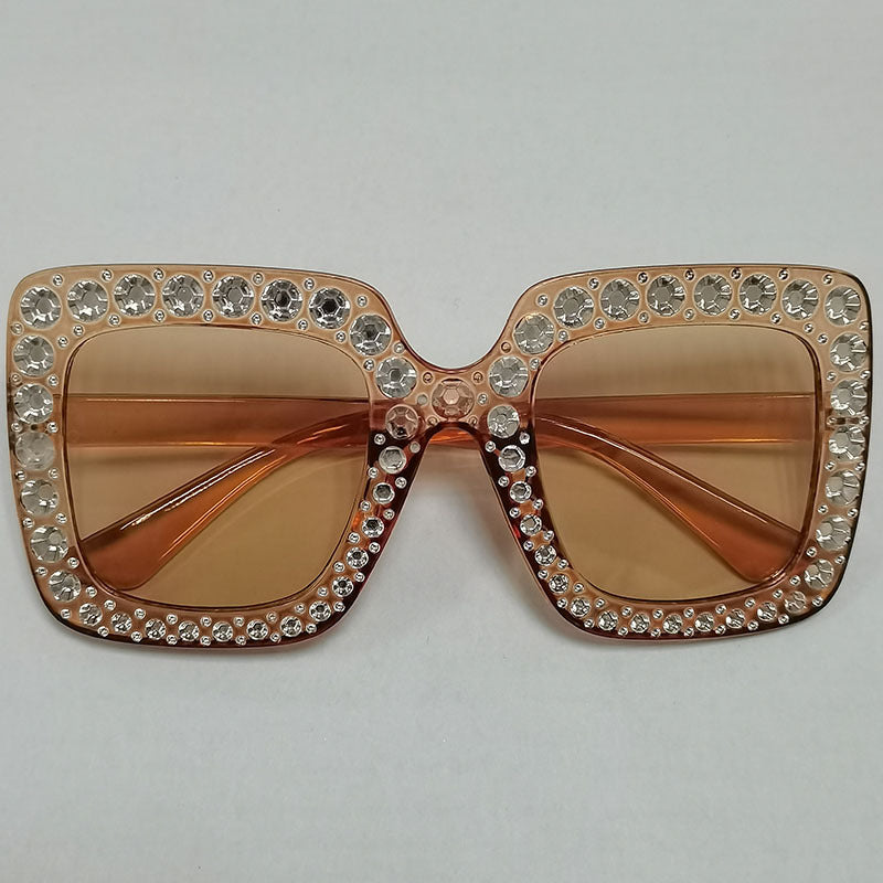 Wholesale Square Frame Diamond Retro Trendy Sunglasses